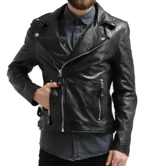 Stylish Hot Black Leather Motorcycle Jacket