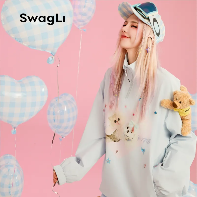 Swagli Cartoon Print Waterproof Hoodie/Pullover