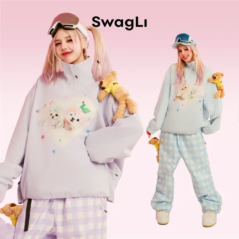 Swagli Cartoon Print Waterproof Hoodie/Pullover