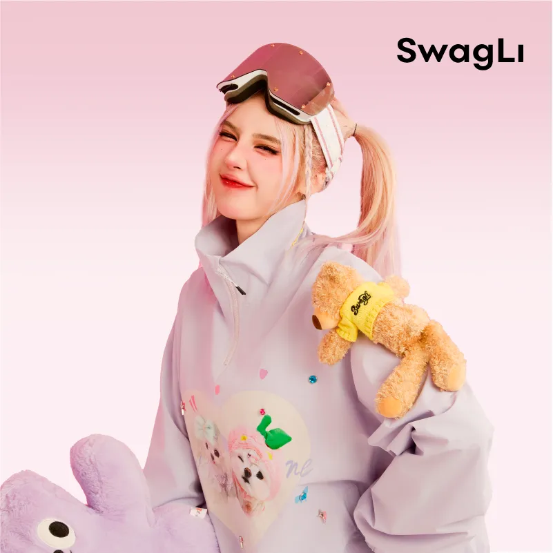 Swagli Cartoon Print Waterproof Hoodie/Pullover