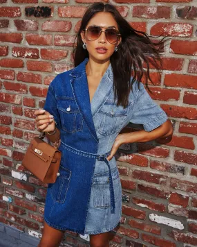 Take Sides Two Tone Denim Mini Dress