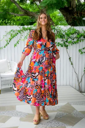 Teagan Maxi Dress in Kasey Rainbow Winter Fierce