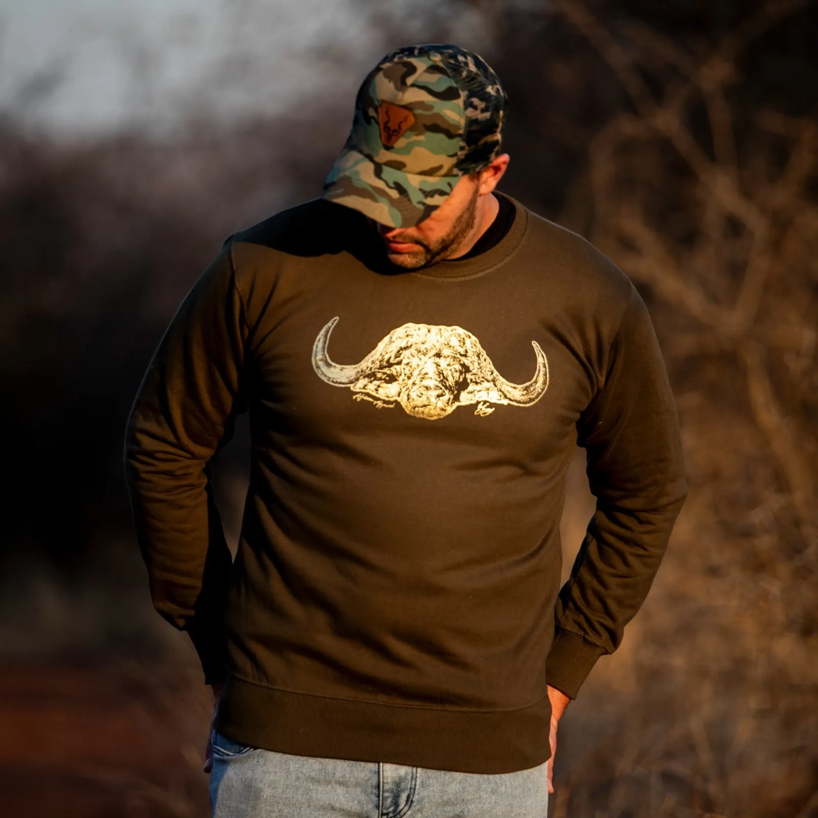 The Buffalo Sweater - Olive & Gold Foil