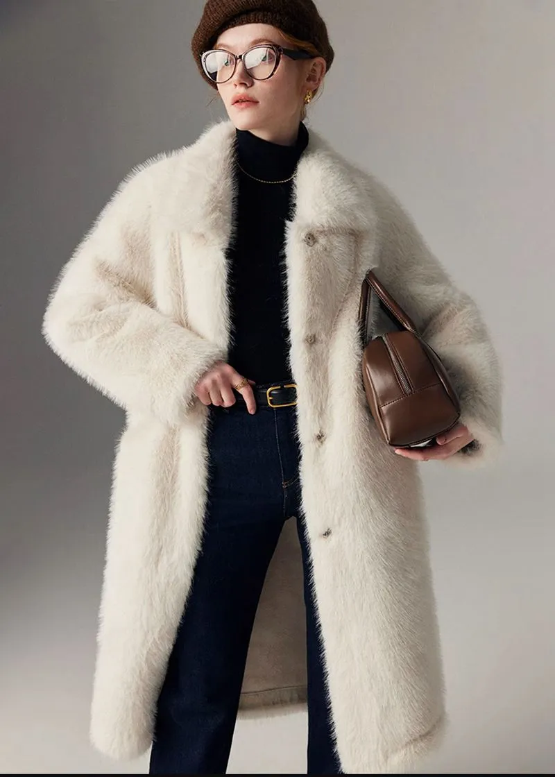 Thicken long Faux Mink fur coat