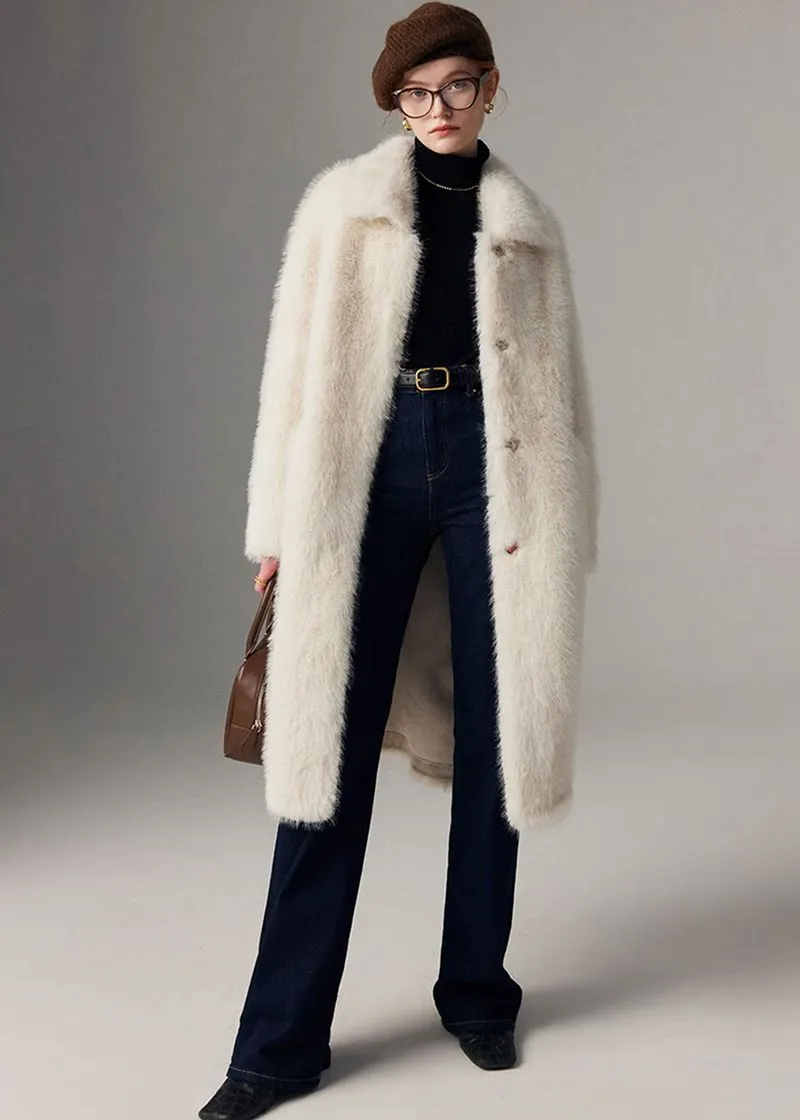 Thicken long Faux Mink fur coat