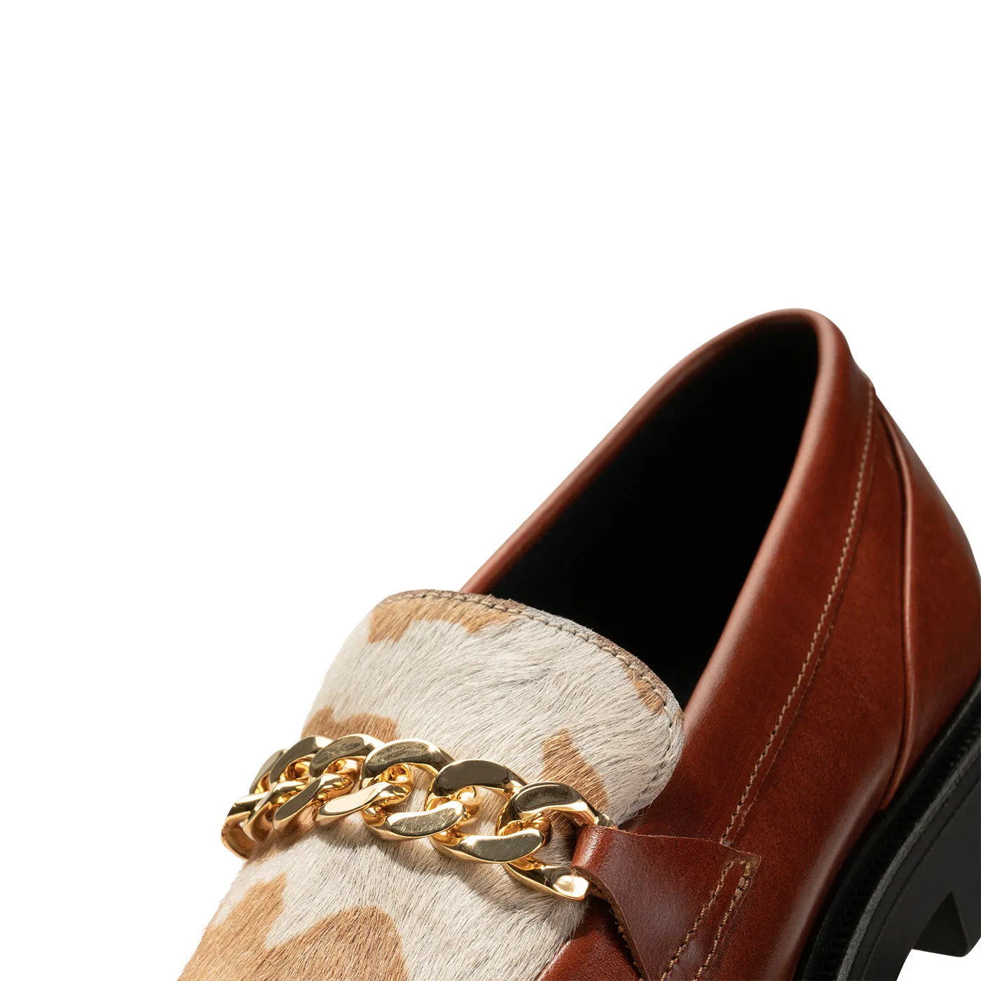 Thyra Chain Loafer Suede - TAN