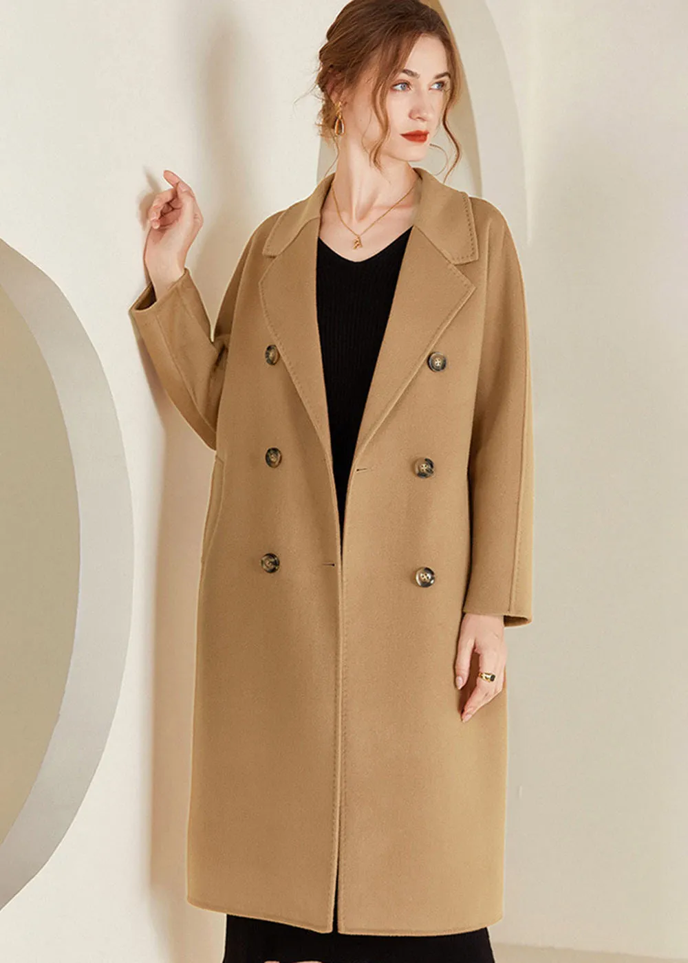 Trista Double Breasted Belted Wool Coat