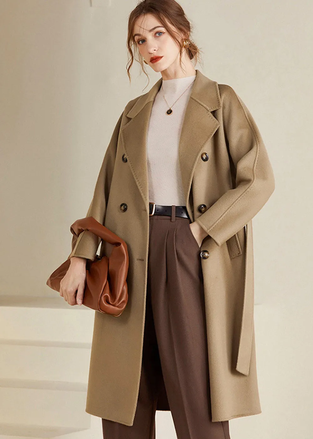 Trista Double Breasted Belted Wool Coat