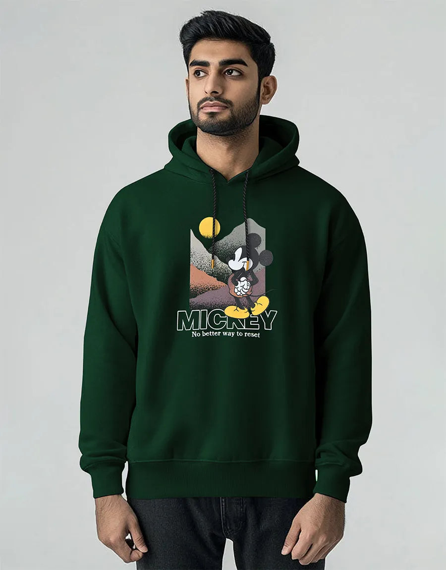 Unisex Pullover Printed Long Line Soft Fleece Hoodie Green