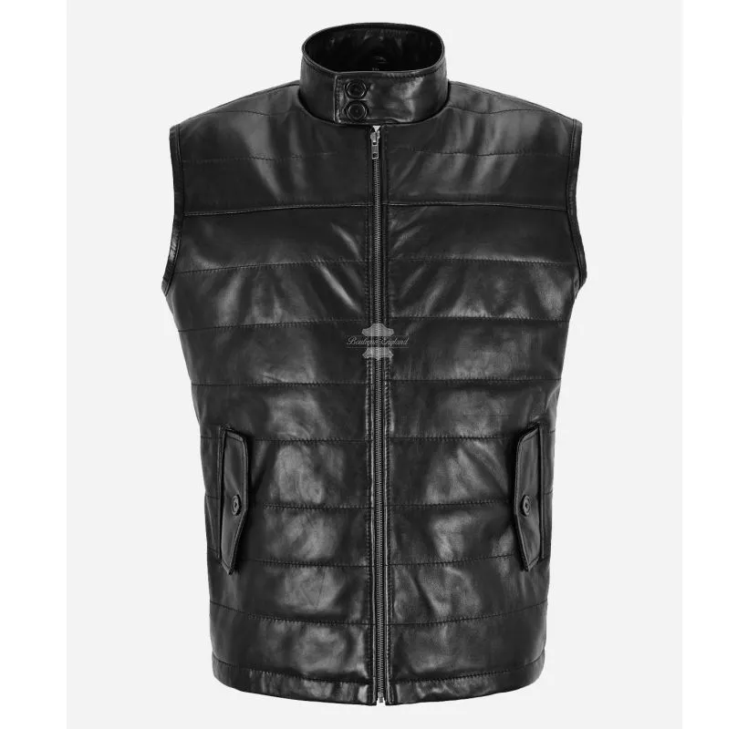 Vanguard Leather Gilet Men's Sleeveless Leather Jacket Vest