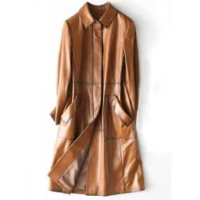 Victorian Style Trench Overcoat Wax Tan Streetwear Long Jacket Womens