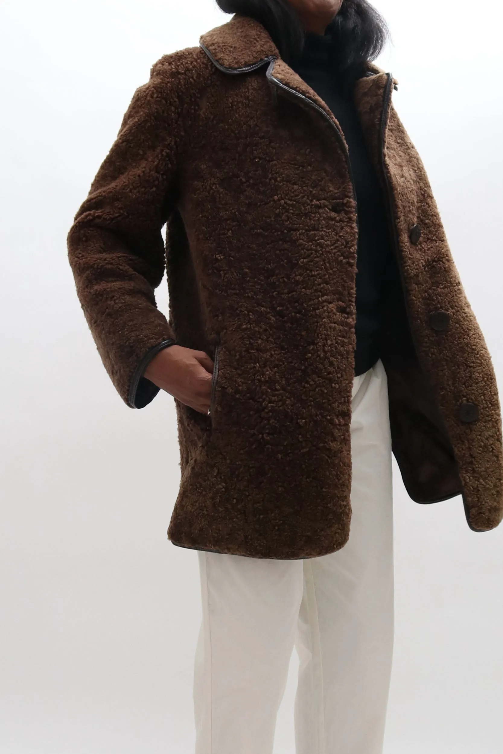 Vintage Brown Sheepskin Coat