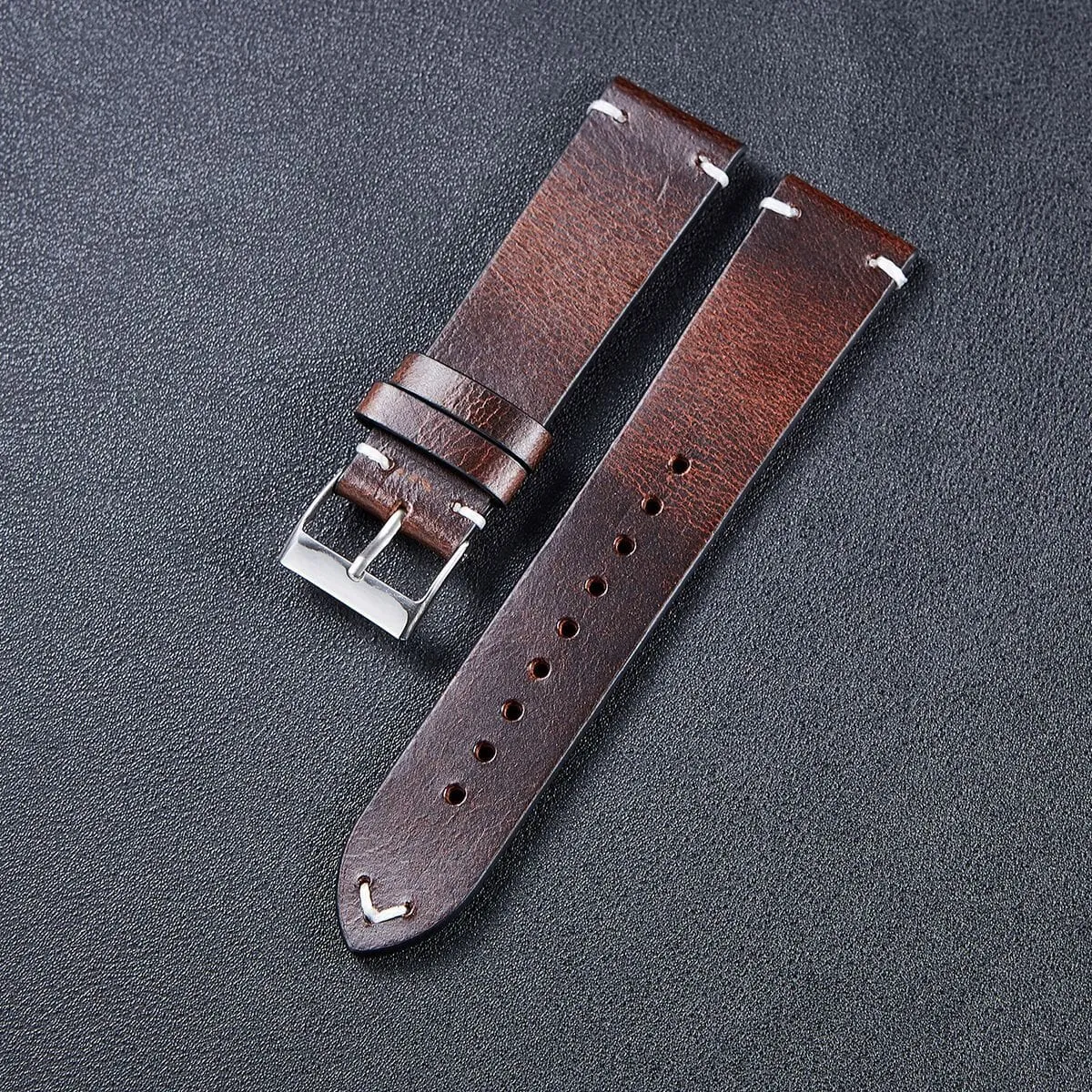 Vintage Oiled Leather Watch Straps Compatible with the Fossil Traditional 22mm Range