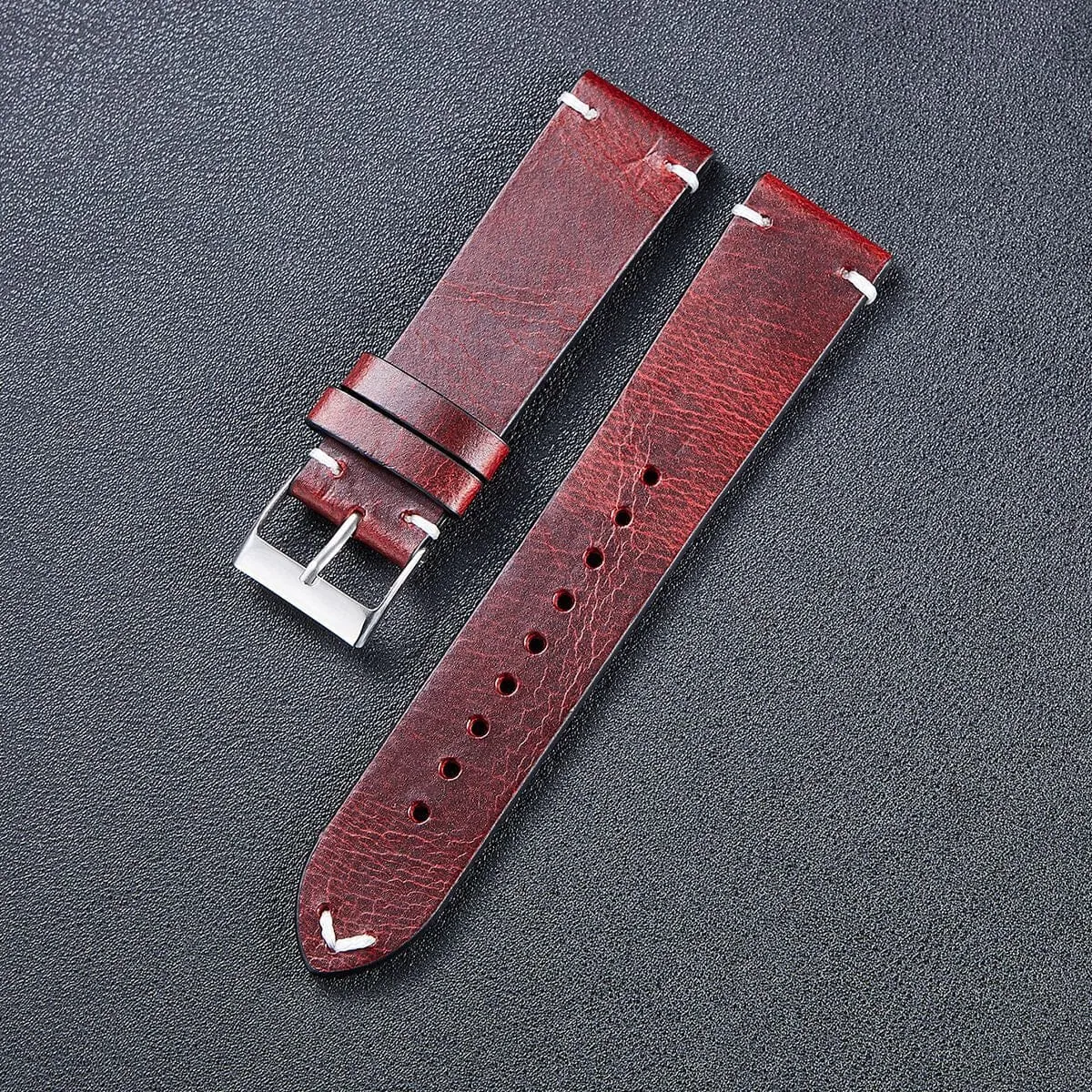 Vintage Oiled Leather Watch Straps Compatible with the Fossil Traditional 22mm Range