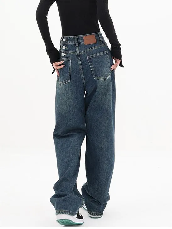 Wenkouban Blue Vintage Classic Boyfriend Jeans