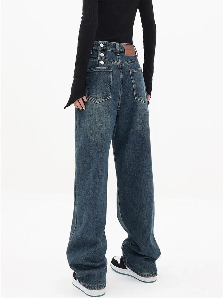 Wenkouban Blue Vintage Classic Boyfriend Jeans