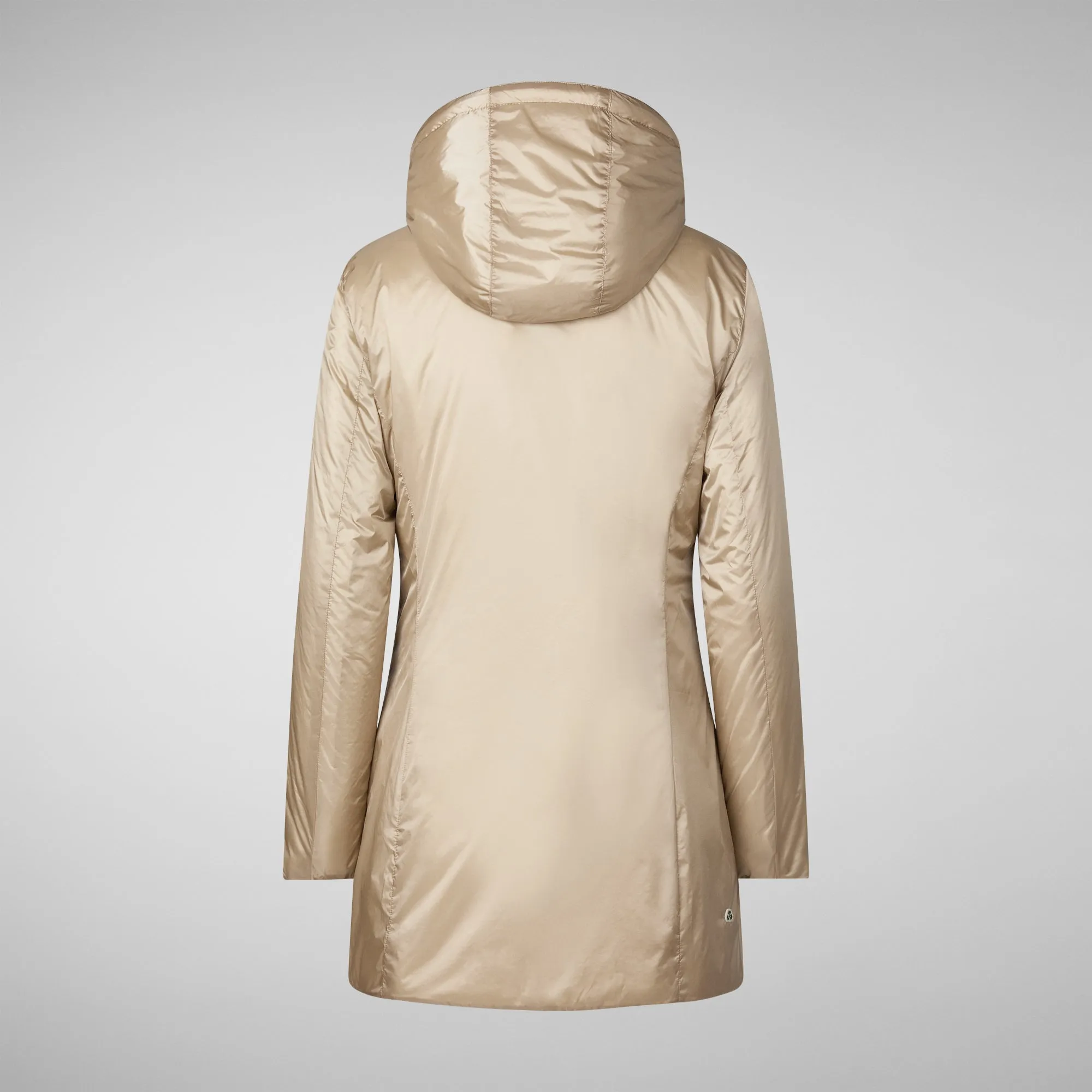 Woman's hooded coat Rhia in wood beige