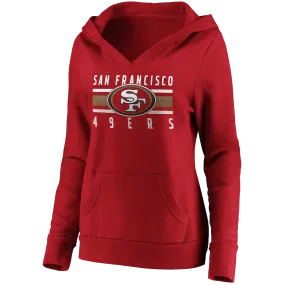 Women's 49ers Stacked Stripes Notch Neck Pullover Hoodie