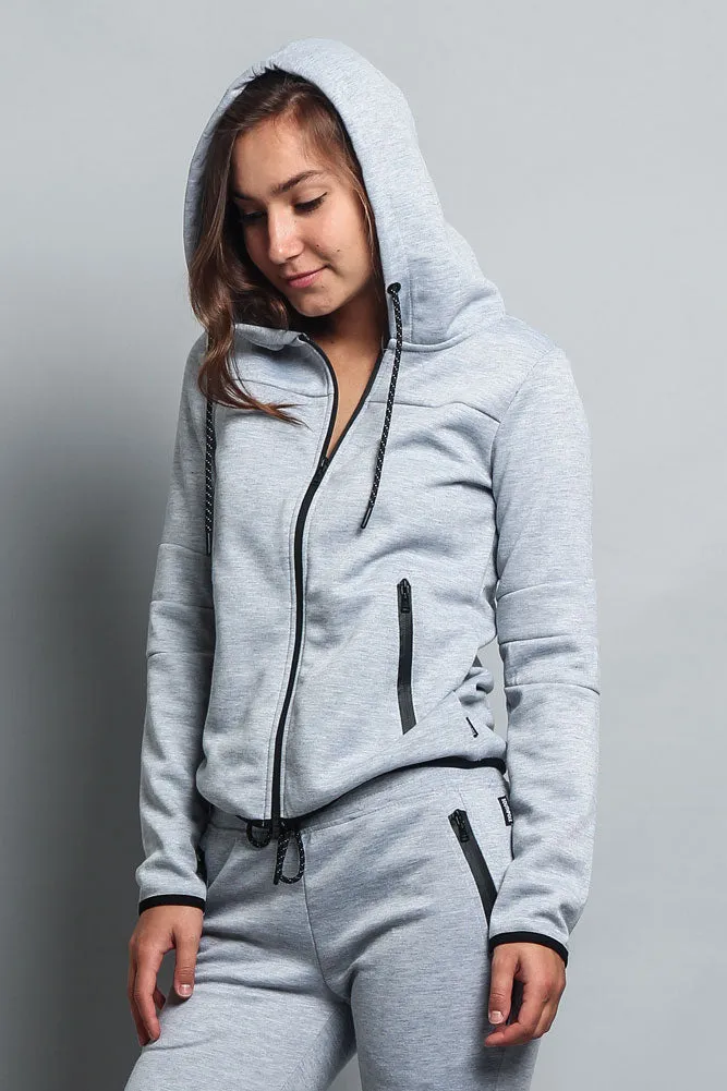 Women's Athletic Zip Up Hooded Sweater (Top Only)