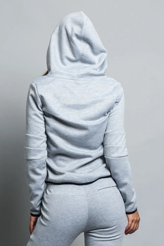 Women's Athletic Zip Up Hooded Sweater (Top Only)