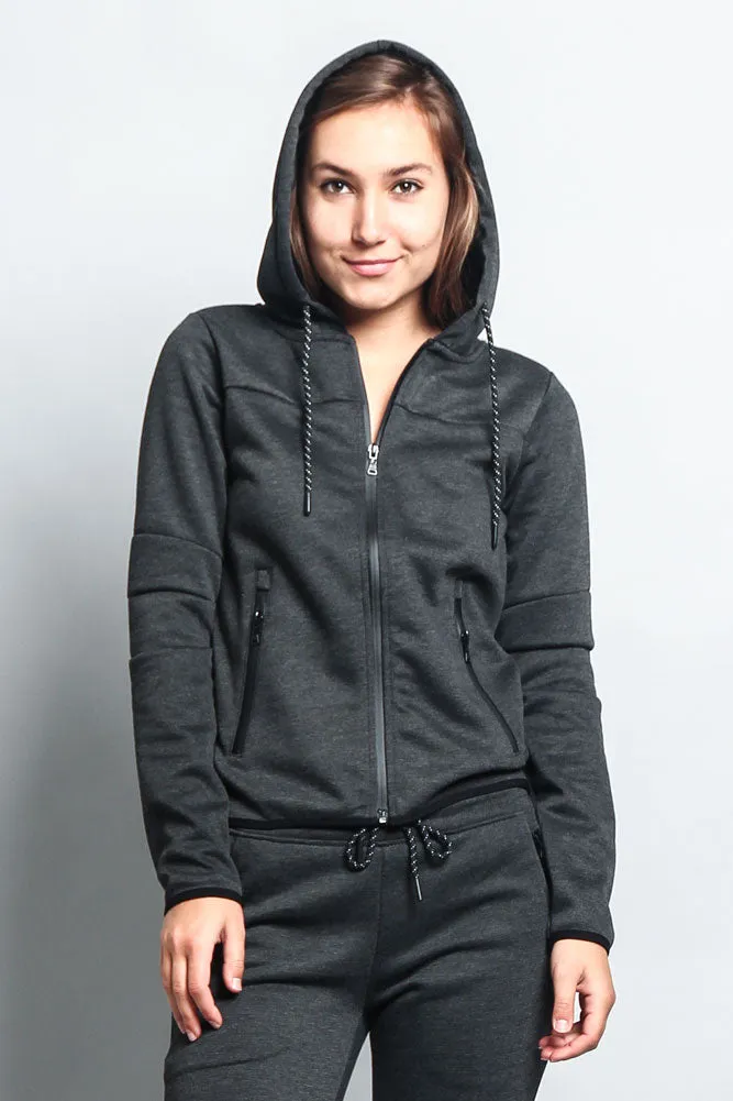 Women's Athletic Zip Up Hooded Sweater (Top Only)