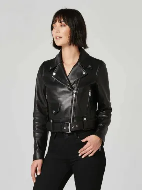 Women’s Black Leather Biker Jacket