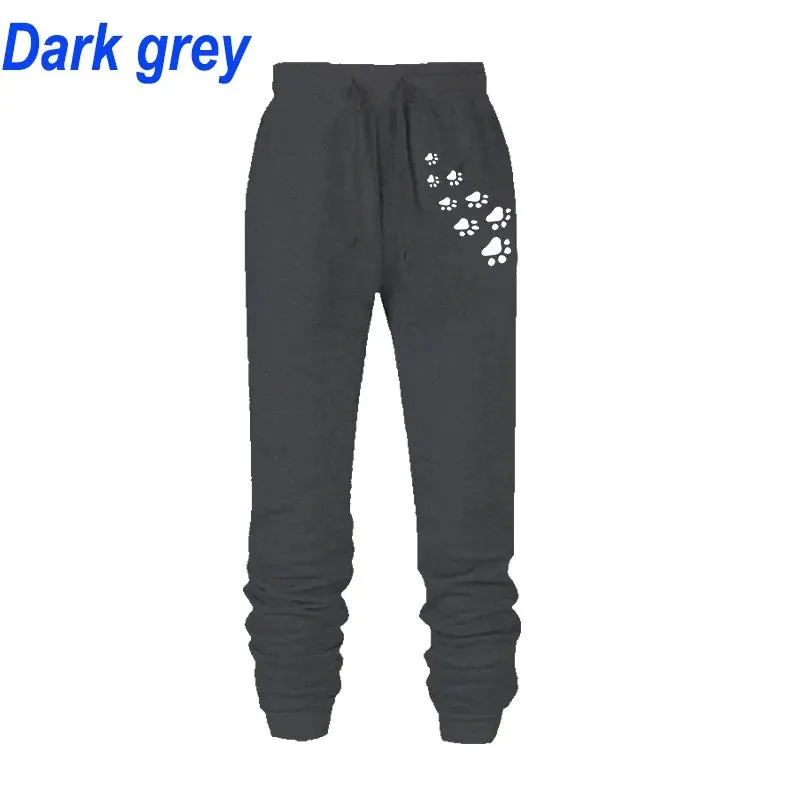 Women's Cat Paw Print Jogger Sweatpants - Outdoor Fitness & Casual Wear