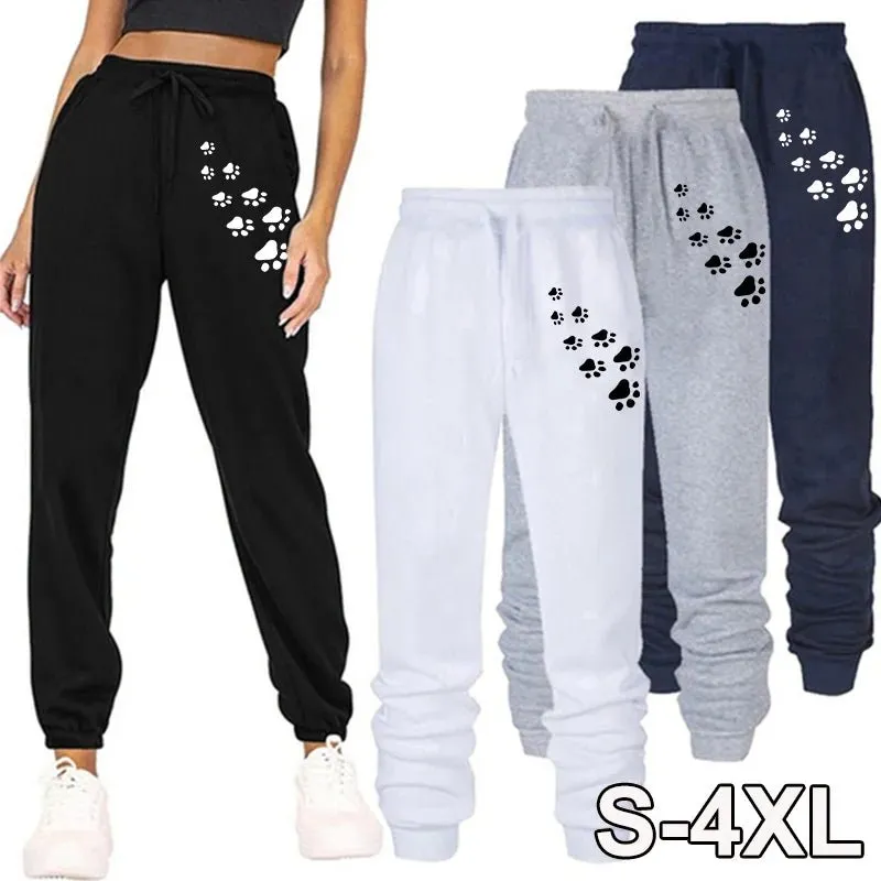 Women's Cat Paw Print Jogger Sweatpants - Outdoor Fitness & Casual Wear