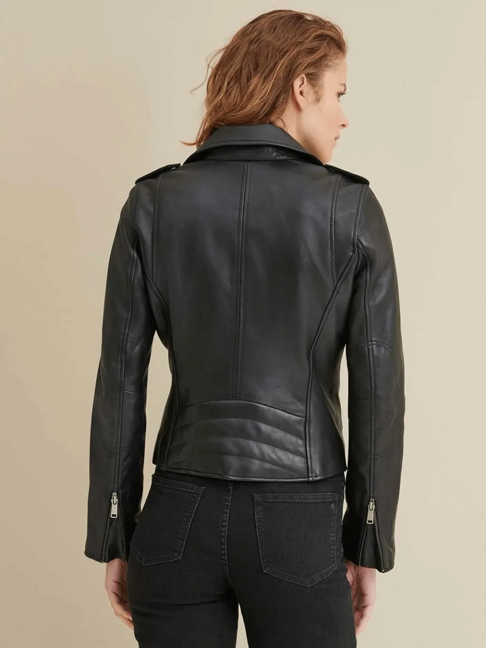 Women’s Classic Black Leather Biker Jacket