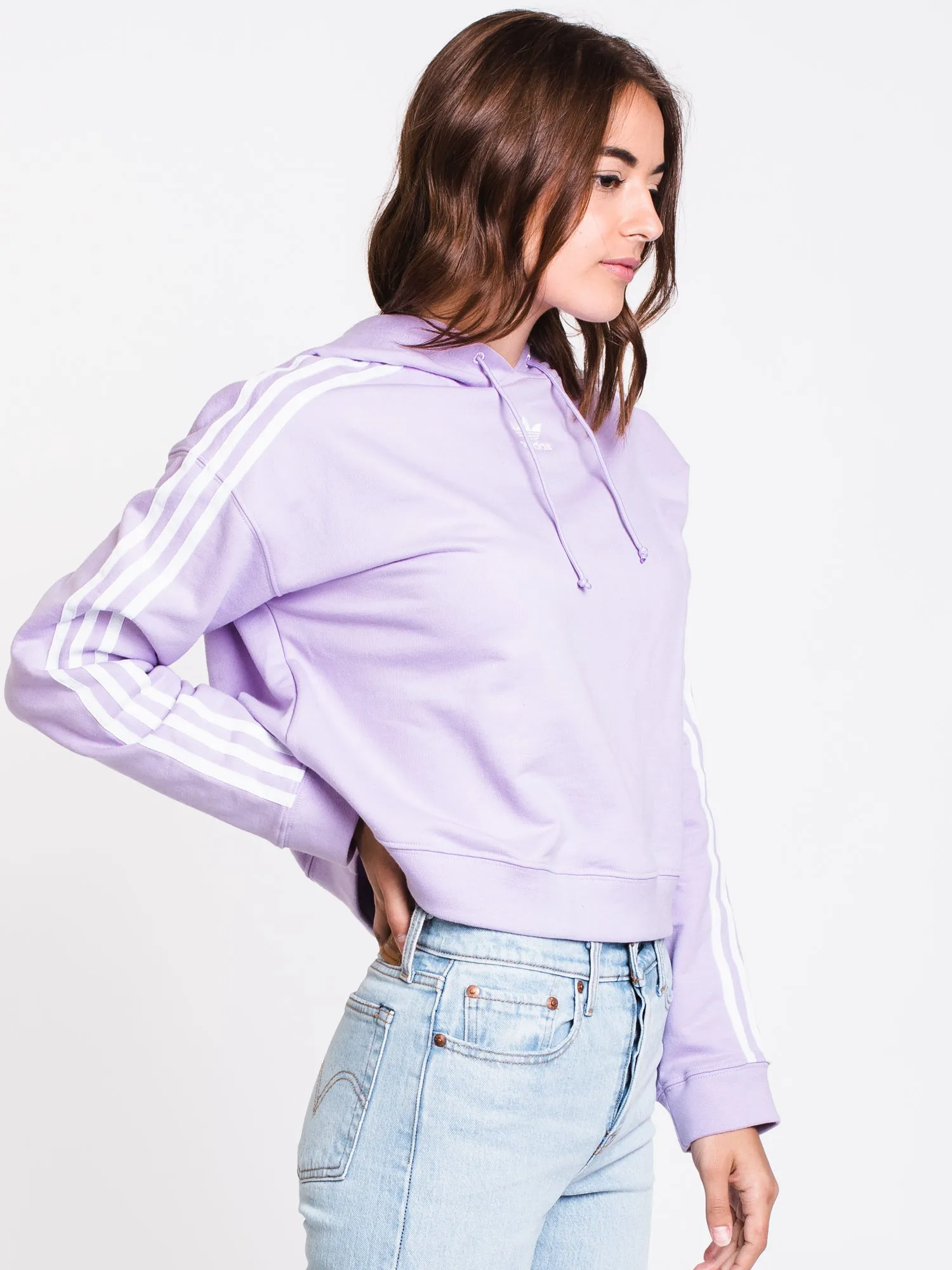 WOMENS CROPPED PULLOVER HOODIE - PURPLE - CLEARANCE