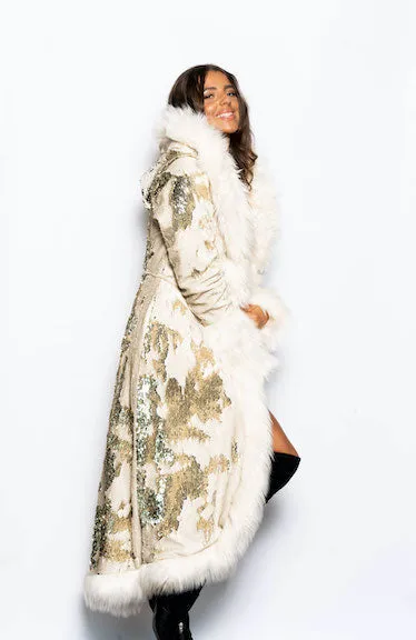 Women's LED Sequin Temptress Coat in "Ivory Gold"