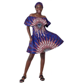 Women's Off Shoulder Smocking Mini Dress -- FI-3014