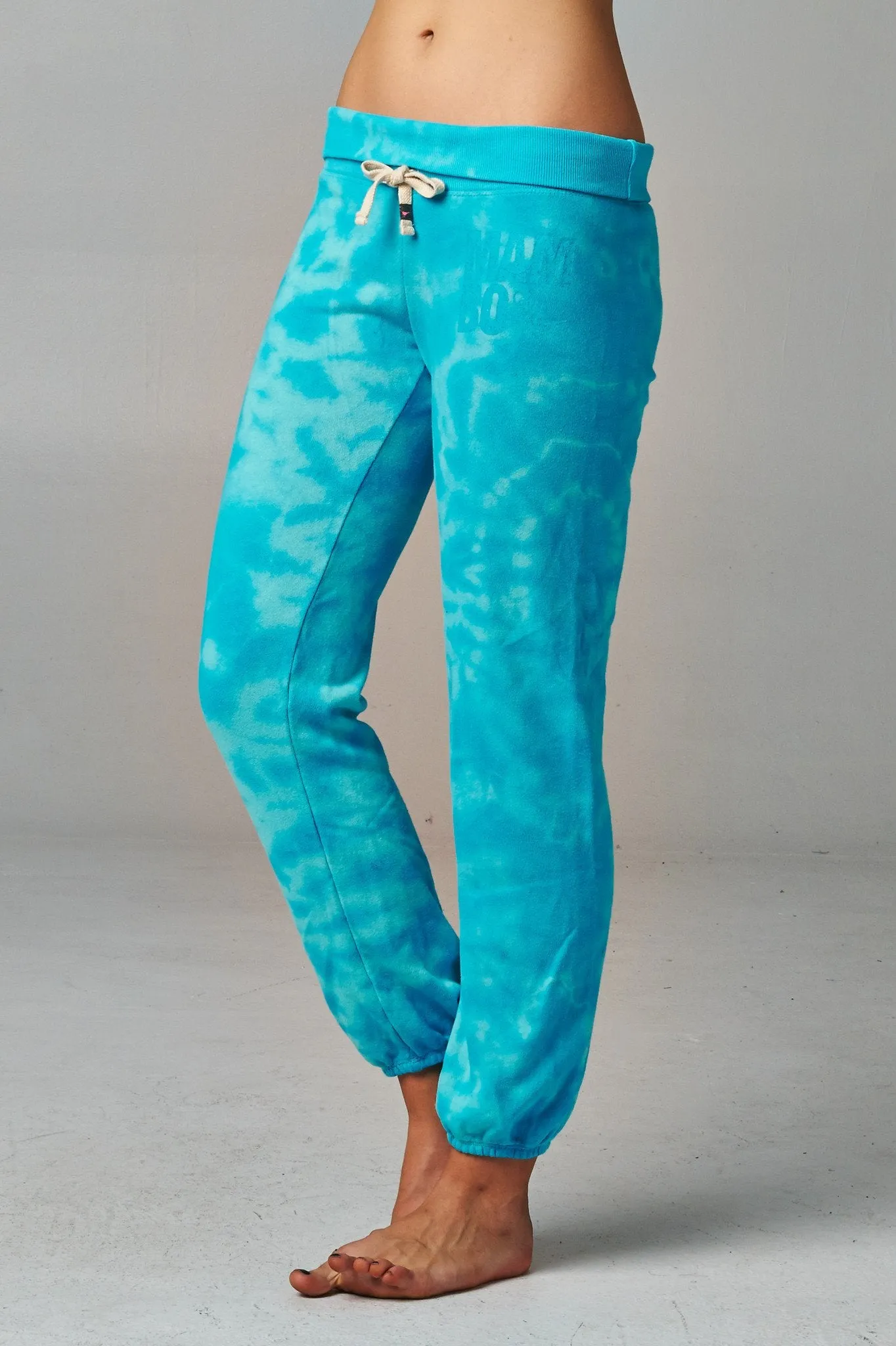 Women's Printed Tie Dye Foldover Waistband French Terry Sweatpants