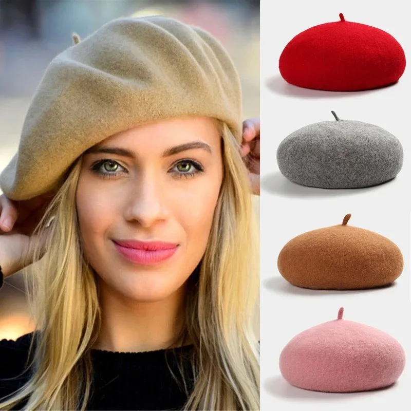 Woolen Soft Felt Beret Hats