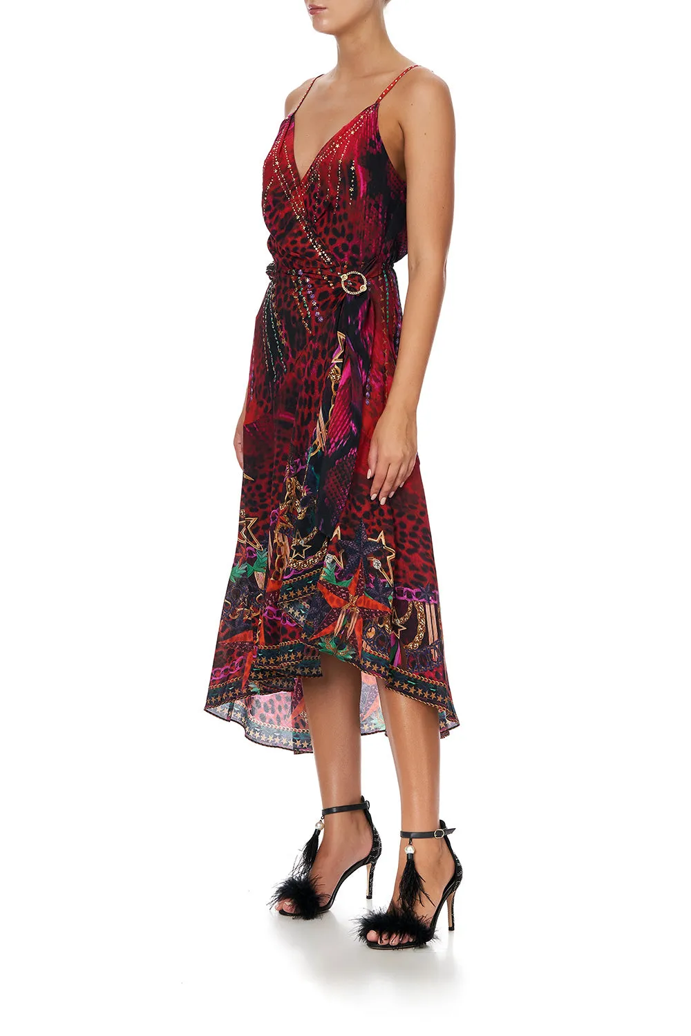 WRAP DRESS WITH RUFFLE HEM ROCKET WOMAN