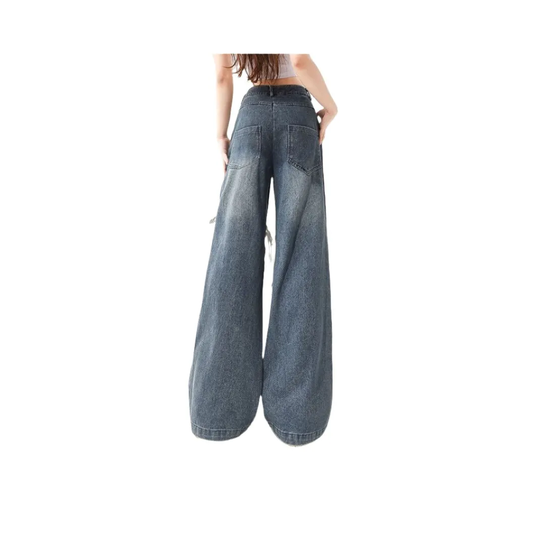 Y2K Heart Knee Holes Wide Alt Aesthetic Jeans