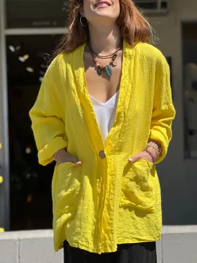 Yellow Long Linen Jacket